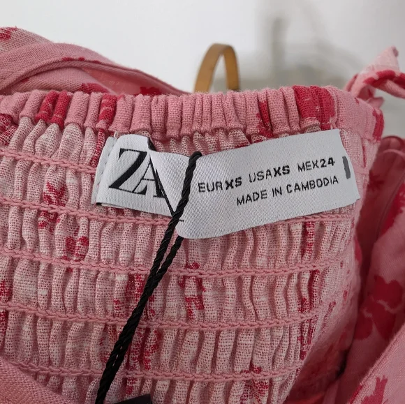 ZARA linen blend floral print ruffled dress with flounced hem blogger favorite - Picture 7 of 10